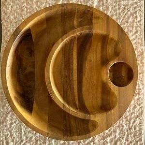 Vintage Nambe Wooden Santa Fe Sectional Chip & Dip Bowl